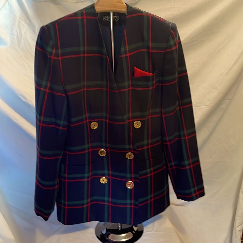 Womens Executive Collection | Vintage Plaid Blazer Size 6, Blue Plaid